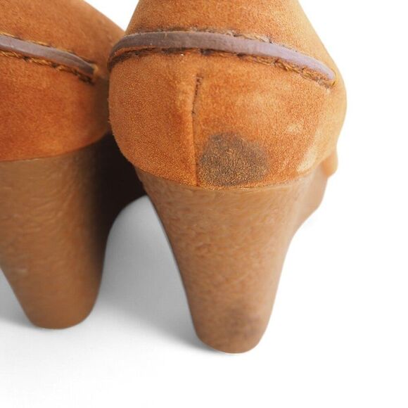 Michael Kors Rory Suede Wedge Penny Loafers Walnut Brown PW14E Women's 7M - Picture 12 of 12